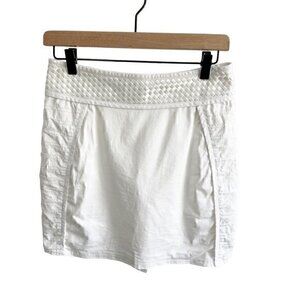 Bebe‎ Woven Waist Side Stitch Mini Skirt White Size 8